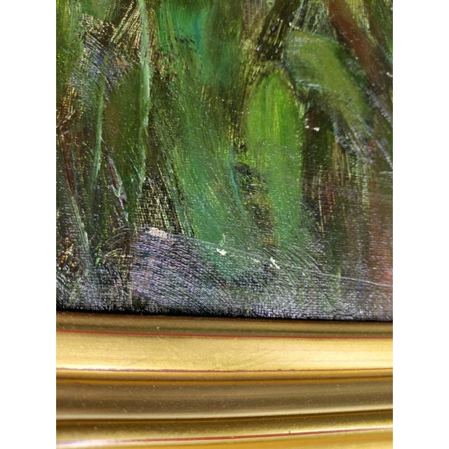 Late 20th Century Framed Signed Zhao Song Sunlight in the Garden Oil on Canvas For Sale - Image 9 of 11