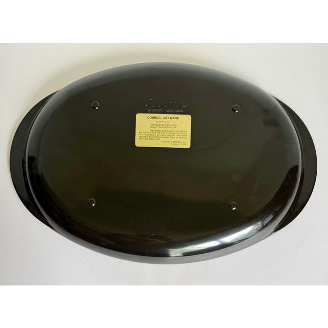 Black 1960s Couroc Monterey Black Serving Tray With Brass and Stone Inlay Wine Motif For Sale - Image 8 of 12