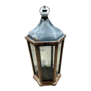 French Rustic Antique Wood Candle Lantern