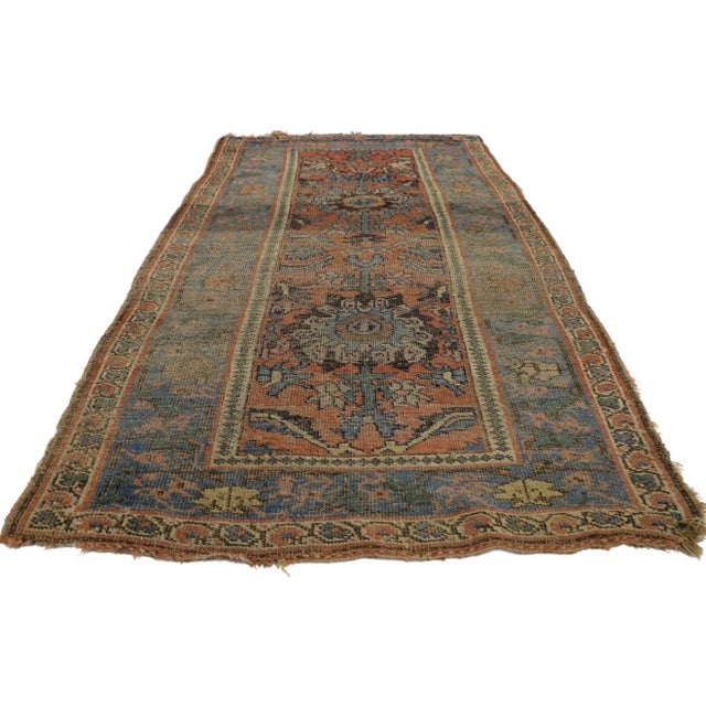 Rustic Distressed Antique Persian Bijar Rug - 4'1 X 7'00 For Sale - Image 3 of 11