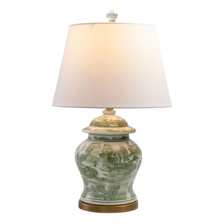Green Willow Ginger Jar Lamp For Sale