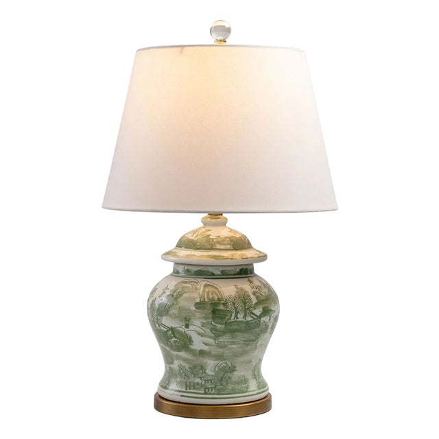 Green Willow Ginger Jar Lamp For Sale
