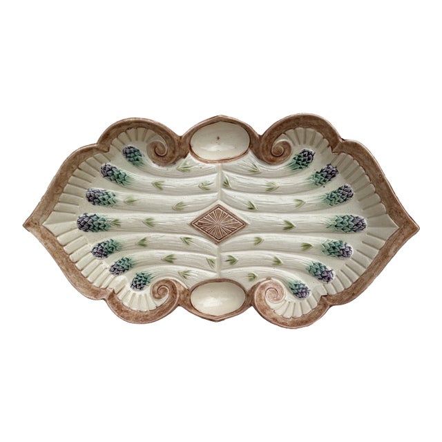 19th Century Majolica Asparagus Platter Fives Lille For Sale
