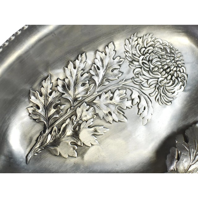 Traditional Vintage Continental Hand Wrought Silverlook Aluminum 729 Divided Serving Dish For Sale - Image 3 of 6