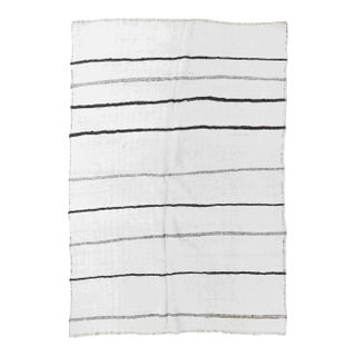 Striped Vintage Turkish Hemp Kilim Rug - 6`4" X 9`0" For Sale