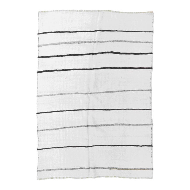 Striped Vintage Turkish Hemp Kilim Rug - 6`4" X 9`0" For Sale