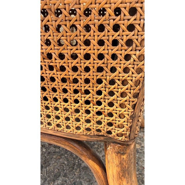 Set of 4 Vintage McGuire San Francisco Bamboo Rattan & Cane Lounge Dining Armchairs For Sale - Image 11 of 17