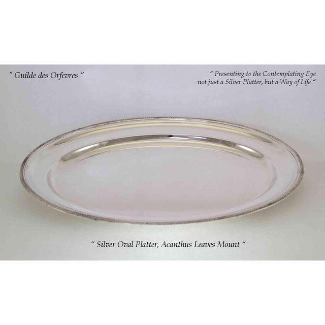 Traditional 1970’s Vintage/New Silverplate Oval Platters With Acanthus Leaves Applied Border- Set of 2 For Sale - Image 3 of 15