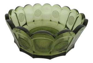 Fostoria Coin Glass Green Liberty Bell Scalloped Bowl Dish