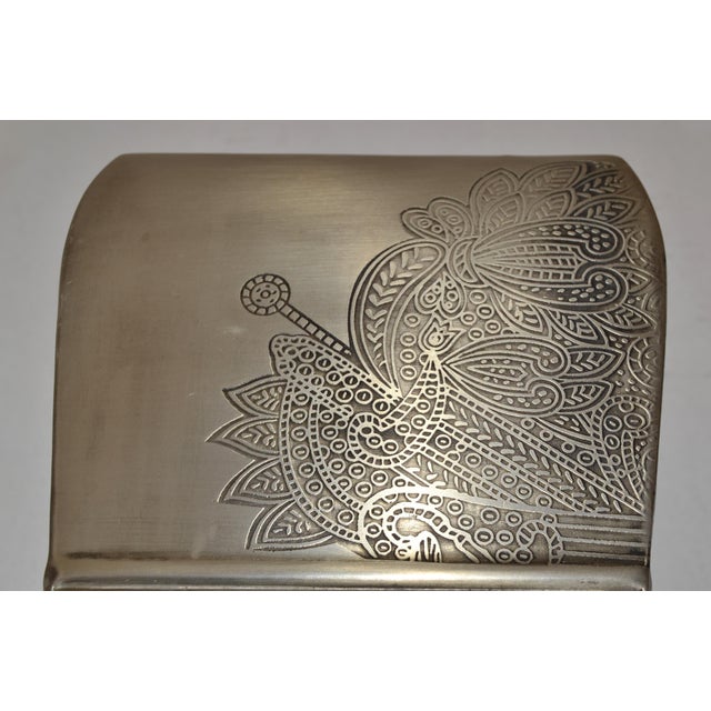 20th Century Embossed Handmade Silver Steel Tissue Box Cover Arts & Crafts For Sale - Image 12 of 16