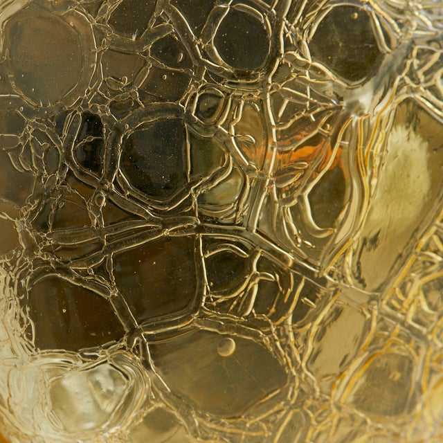 Italian Verdigris Iron + Amber Glass Sconce or Flush Mount, 1970s - 6 Available For Sale - Image 4 of 8