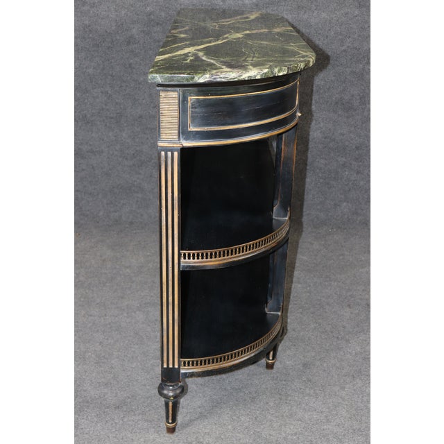 Stone French Louis XVI Style Ebonized Demilune Marble Top Sideboard For Sale - Image 7 of 14
