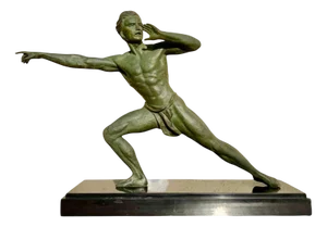 Spelter and Marble Sculpture by Jean De Roncourt, 1930