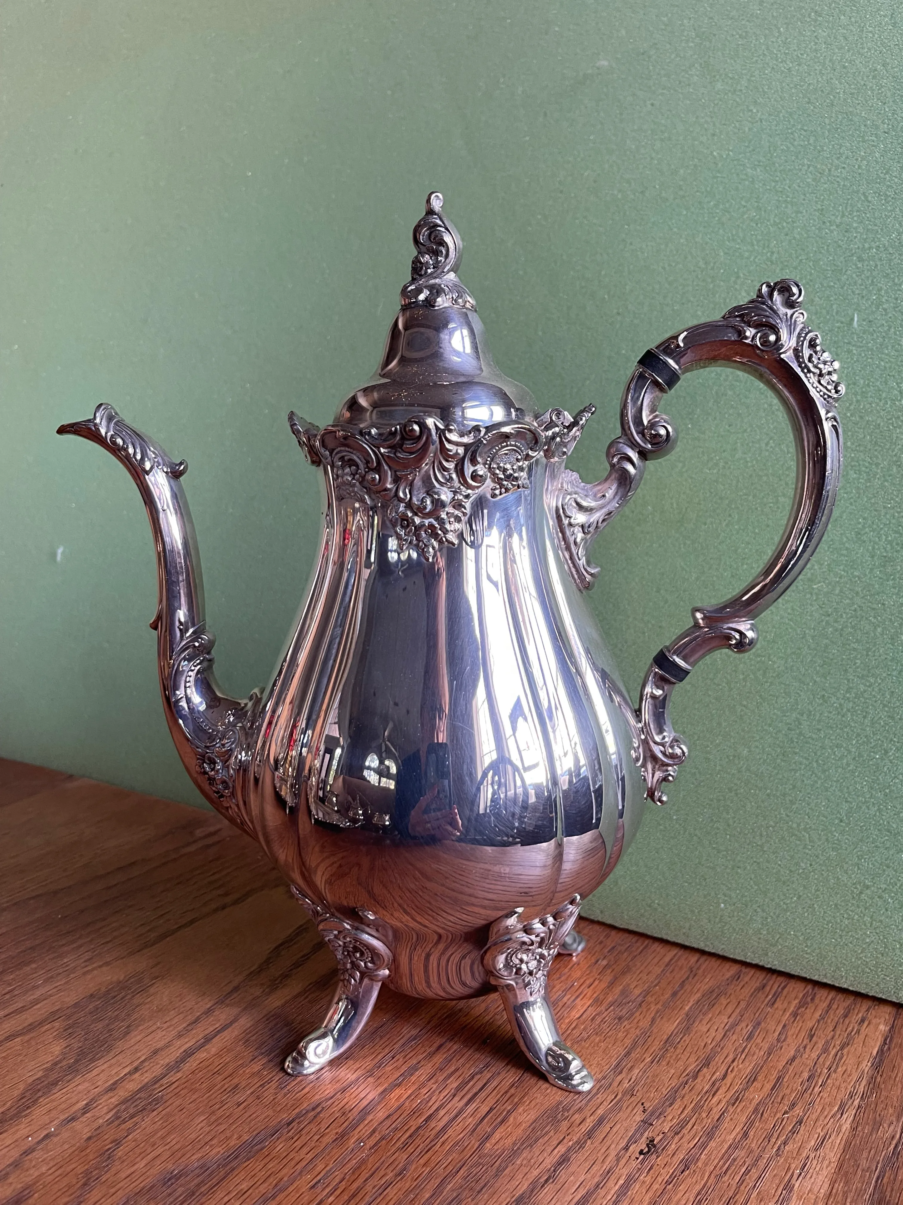 Vintage 1940s Wallace Baroque Silverplate Coffee Tea Service -6