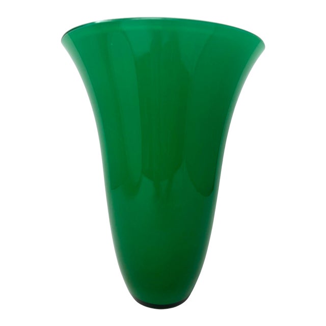 Green Murano Glass Vase by Mazzega For Sale