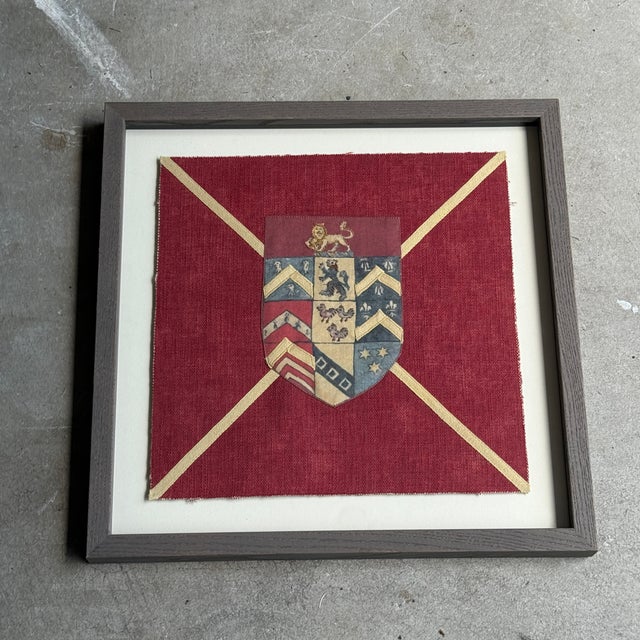 Wood Framed Andrew Martin Crest Textile For Sale - Image 7 of 7