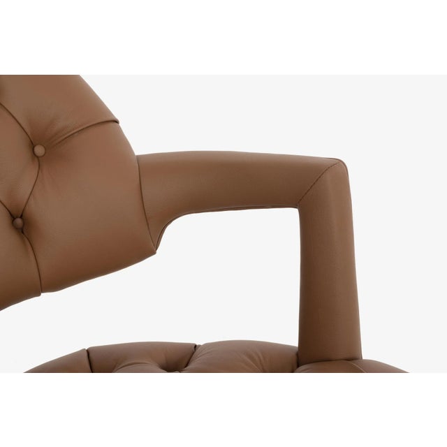 Edward Wormley for Dunbar Tufted Cantilevered Desk Chair in Spinneybeck Saddle Leather For Sale - Image 10 of 13