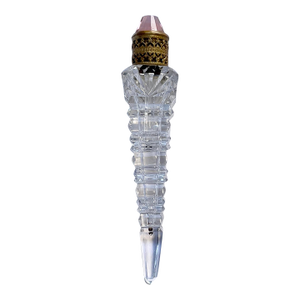 1800s Cut Crystal, Brass, and Pink Rhinestone Perfume Bottle