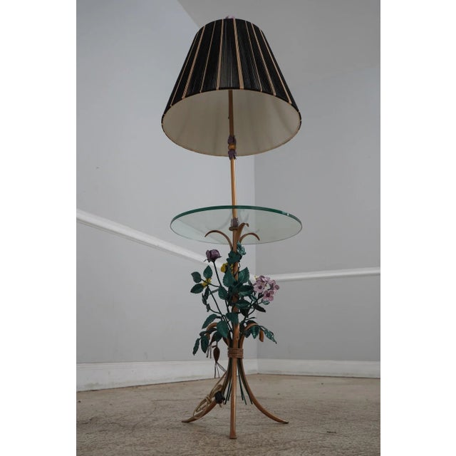 Decorator Toleware Floral Base Lamp Table For Sale - Image 10 of 12