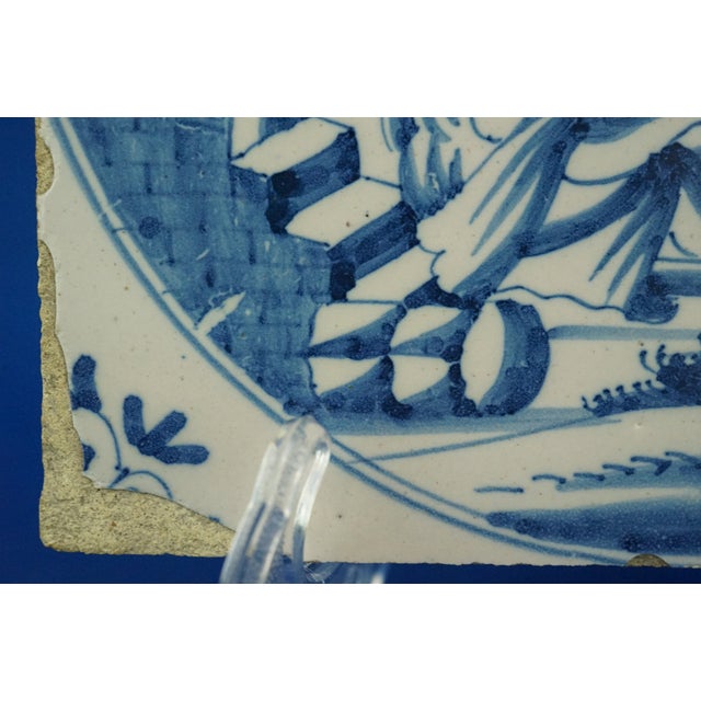 Ceramic Antique Ceramic Tile from Blue Delft Factory, 1700s For Sale - Image 7 of 18