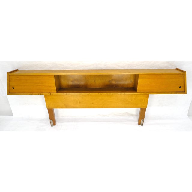 Edmund Spence Blond Birch 92" Long Headboard Bed w/ Storage Compartment c1960s For Sale - Image 9 of 15