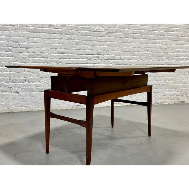 Mid Century Modern Danish Convertible Coffee Table - Desk - Dining Table – Vintage Space Saving Furniture, C. 1960's For Sale - Image 4 of 12