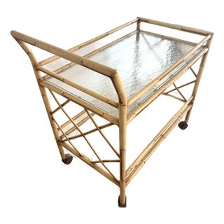 Vintage Faux Bamboo Metal Bar Cart For Sale