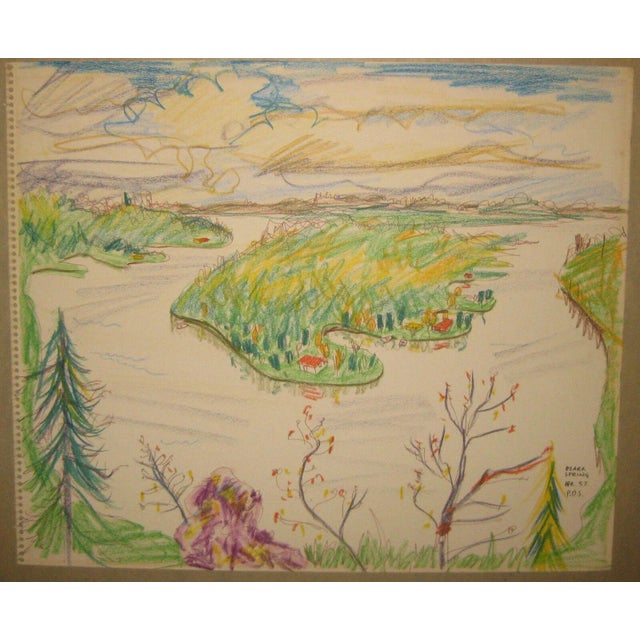 1957 Ozark Spring Modernist Drawing For Sale - Image 4 of 13