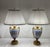 Vintage Gilt Bronze and French Porcelain Lamp Pair With Silk Shades For Sale - Image 4 of 12