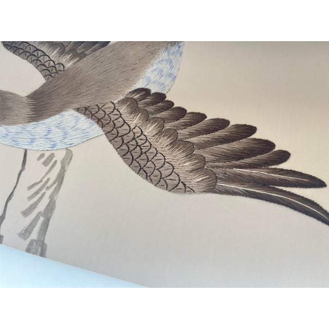 Grey Chinoiserie Mural | 2-Panel Hand-Painted Floral & Bird Wallpaper For Sale - Image 6 of 6