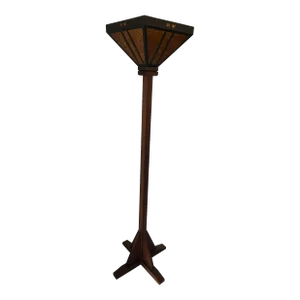 Vintage Mica Lamp Company Arts and Crafts Mission Oak Floor Torchiere Lamp