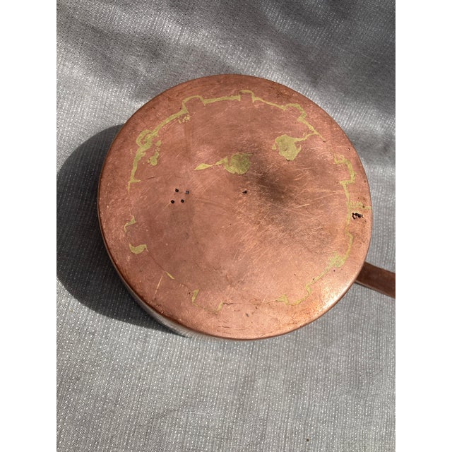 Antique Polished Hand Wrought Copper and Iron Saucepan For Sale - Image 12 of 14