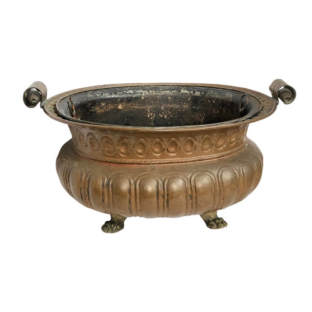 Copper Jardiniere With Liner For Sale