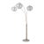 Bloom 3-Light Arc Floor Lamp - Weathered Brass, White Marble Base, White Satin Shade, Dimmer Switch For Sale