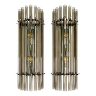 Smoked-Fumé Glass Pipe Wall Sconces by Simoeng, Set of 2 For Sale