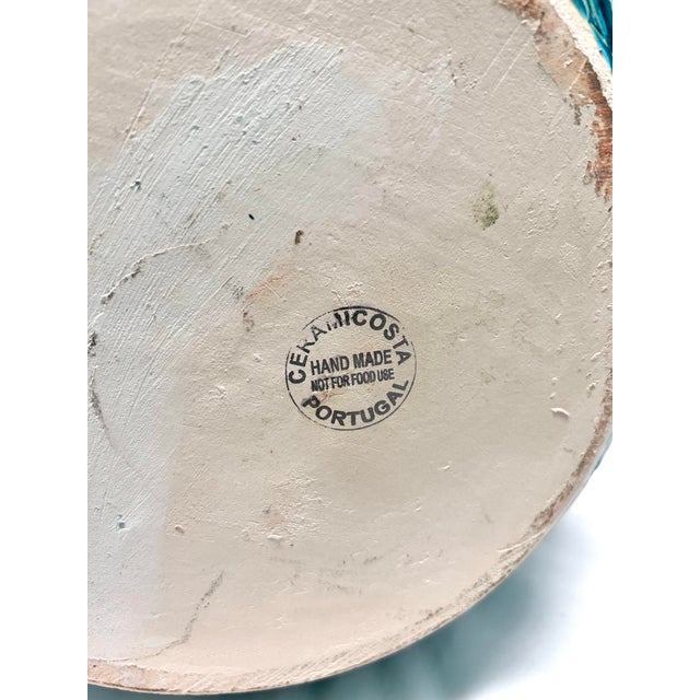 Turquoise Vintage Large Textured Turquoise Planter For Sale - Image 8 of 8