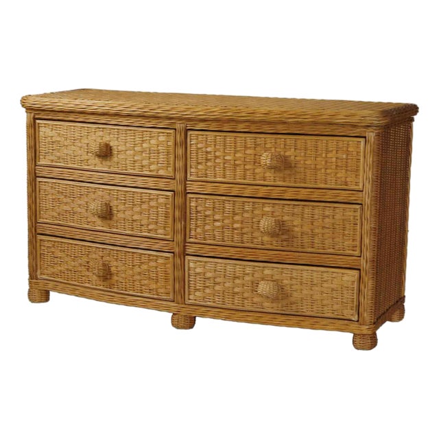 Wicker Chest of Drawers Vintage 'Pier 1' For Sale
