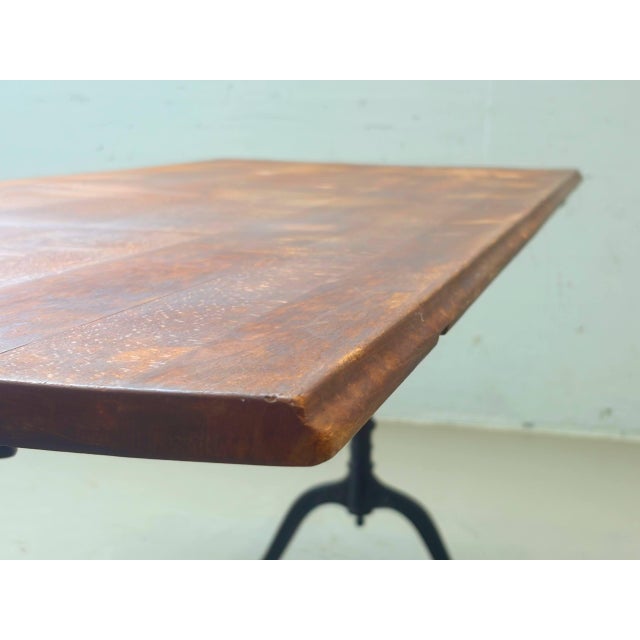 Vintage Dining Table with Cast Iron Frame and Wood Top, 1930s For Sale - Image 12 of 14