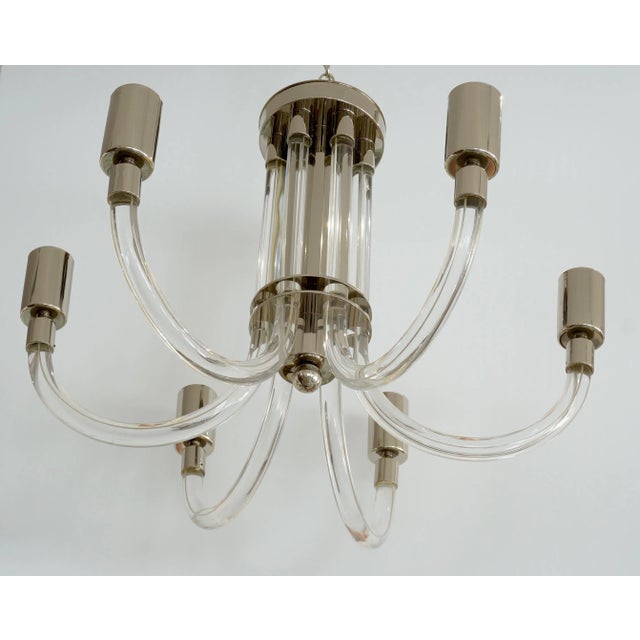 Modern Charles Hollis Jones Chandelier Chrome Lucite 1970s For Sale - Image 3 of 12