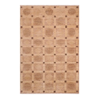 Contemporary Gabbeh Tan/Brown Wool Rug - 6'0'' X 8'6'' For Sale