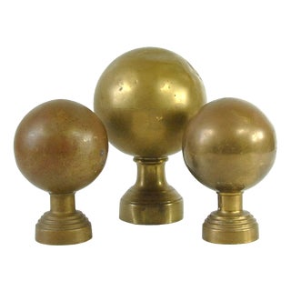 Vintage Brass Spheres Details, France, Set of 3 For Sale