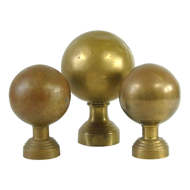 Vintage Brass Spheres Details, France, Set of 3 For Sale