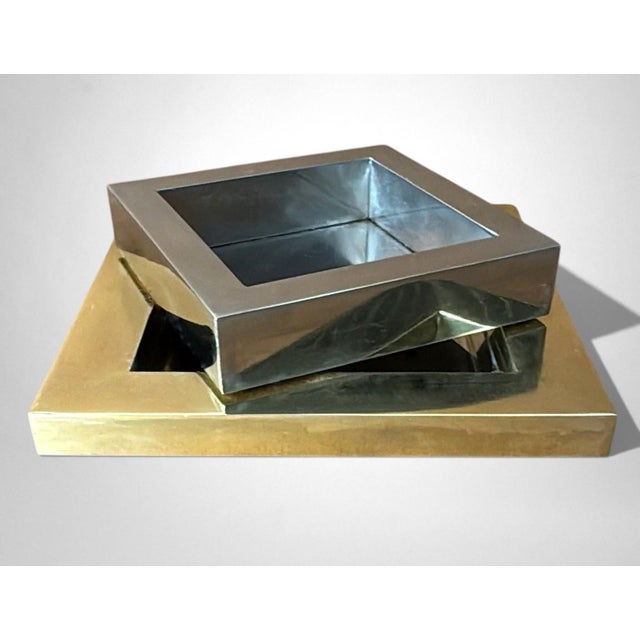 Romeo Rega Style Italian Steel and Brass Ashtray For Sale - Image 11 of 17