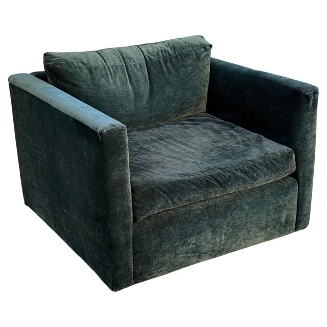 1970s Milo Baughman for Thayer Coggin Attributed Cube Chair in Green Mohair, 1970s For Sale - Image 5 of 6