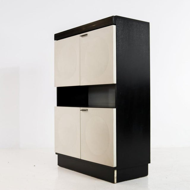 Mid-Century Modern Brutalist Black and White Oak Bar Cabinet, 1970s For Sale - Image 3 of 18