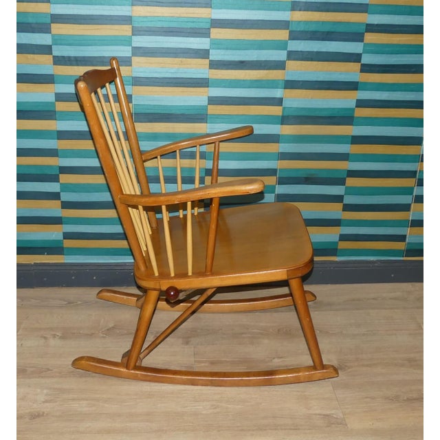 Vintage Rocking Chair with Locking Mechanism in Wood, 1890s For Sale - Image 6 of 11