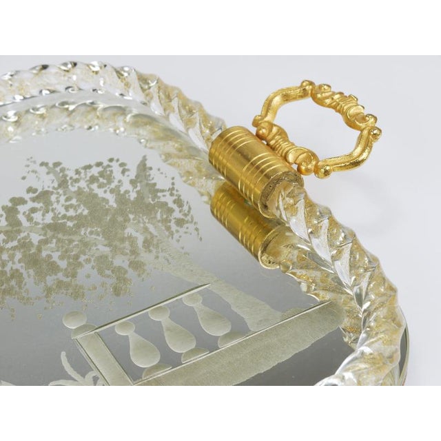 Swirl Murano Glass Mirror Serving Tray from Ercole Barovier, Venice, 1940s For Sale - Image 12 of 16