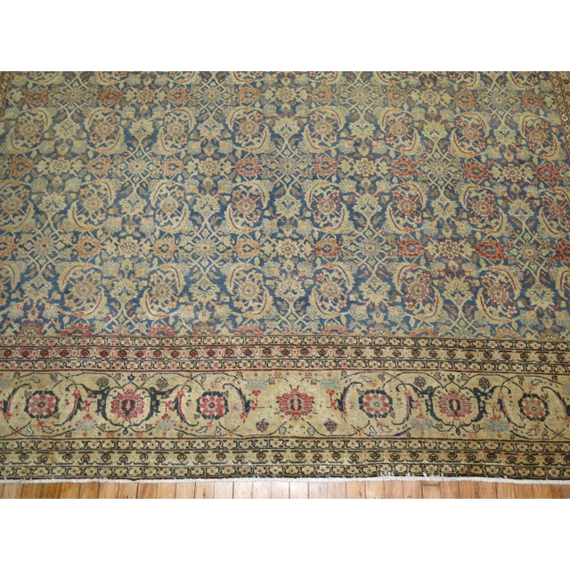 Early 20th Century Large Traditional Blue Field Antique Persian Tabriz For Sale - Image 5 of 6