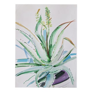Agapi Wieruszewska, Crete: Aloe Vera: Motives from Greece, Watercolour on Paper, 2024 For Sale