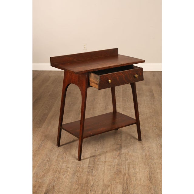 Mission Antique Arts And Crafts Style Solid Oak Console Table With Drawer For Sale - Image 3 of 18